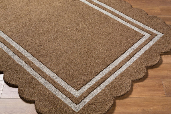 Livabliss Scalloped Geometric Wool Area Rug Hand Tufted in India for Modern Living Spaces Umber, Taupe 5' x 7'6" SCP2301-576