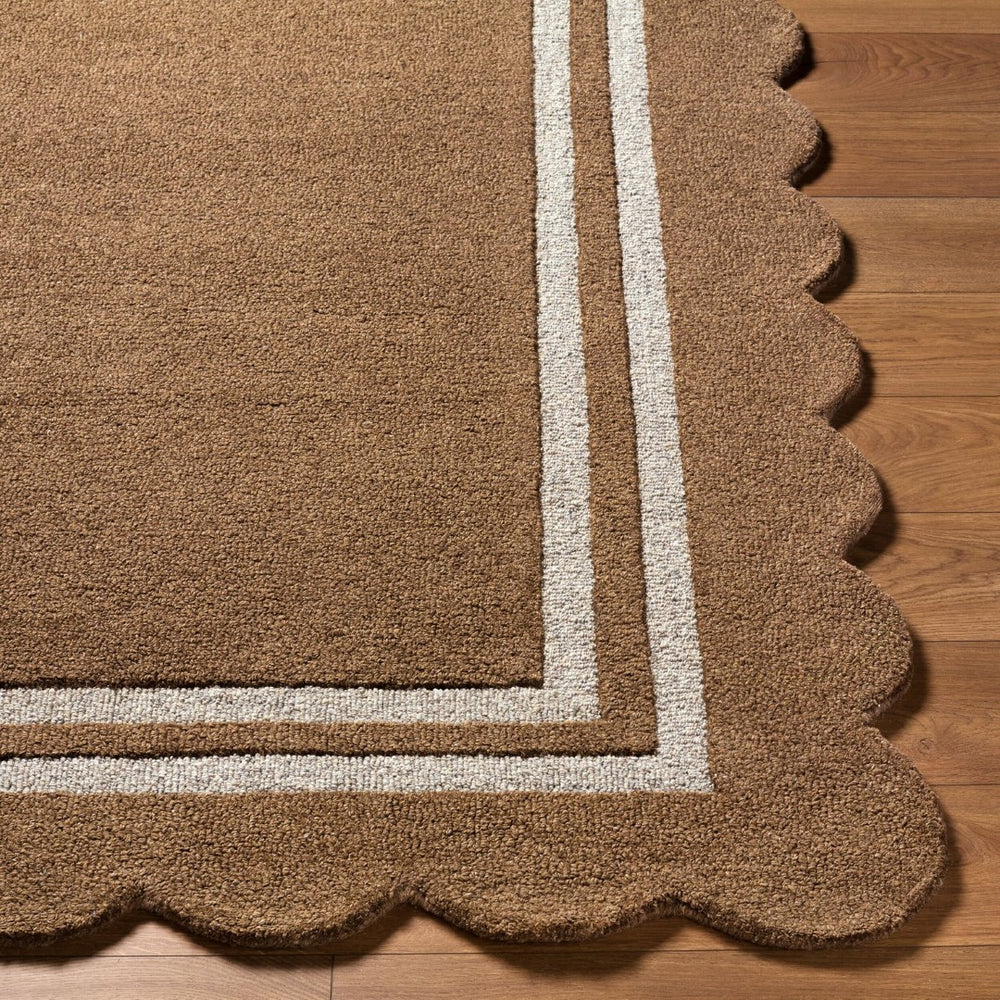 Livabliss Scalloped Geometric Wool Area Rug Hand Tufted in India for Modern Living Spaces Umber, Taupe 5' x 7'6" SCP2301-576