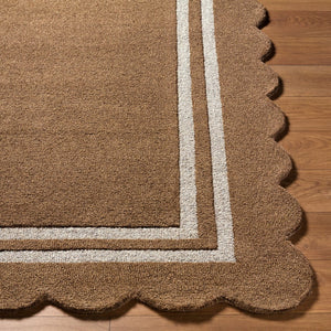 Livabliss Scalloped Geometric Wool Area Rug Hand Tufted in India for Modern Living Spaces Umber, Taupe 5' x 7'6" SCP2301-576
