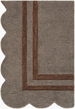 Livabliss Scalloped Geometric Wool Area Rug Hand Tufted in India for Living and Dining Rooms Charcoal, Chest 2' x 3' SCP2303-23