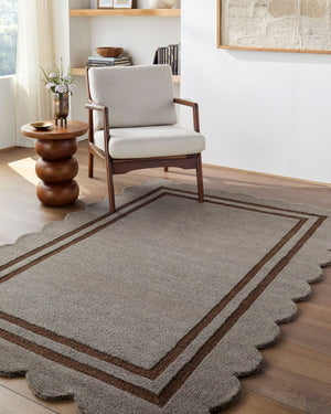 Livabliss Scalloped Geometric Wool Area Rug Hand Tufted in India for Living and Dining Rooms Charcoal, Chest 9' x 12' SCP2303-912