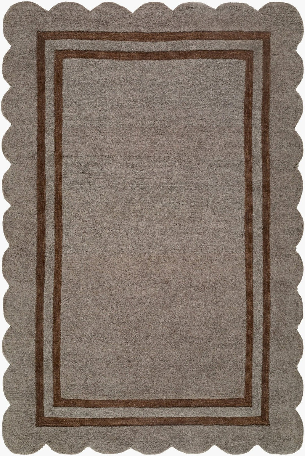 Livabliss Scalloped Geometric Wool Area Rug Hand Tufted in India for Living and Dining Rooms Charcoal, Chest 9' x 12' SCP2303-912