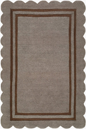 Livabliss Scalloped Geometric Wool Area Rug Hand Tufted in India for Living and Dining Rooms Charcoal, Chest 9' x 12' SCP2303-912