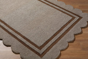 Livabliss Scalloped Geometric Wool Area Rug Hand Tufted in India for Living and Dining Rooms Charcoal, Chest 9' x 12' SCP2303-912