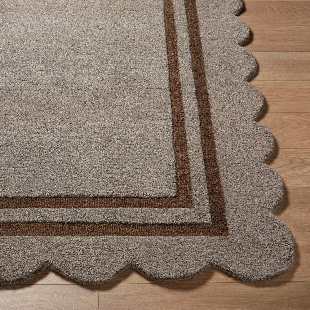 Livabliss Scalloped Geometric Wool Area Rug Hand Tufted in India for Living and Dining Rooms Charcoal, Chest 9' x 12' SCP2303-912