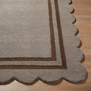 Livabliss Scalloped Geometric Wool Area Rug Hand Tufted in India for Living and Dining Rooms Charcoal, Chest 9' x 12' SCP2303-912