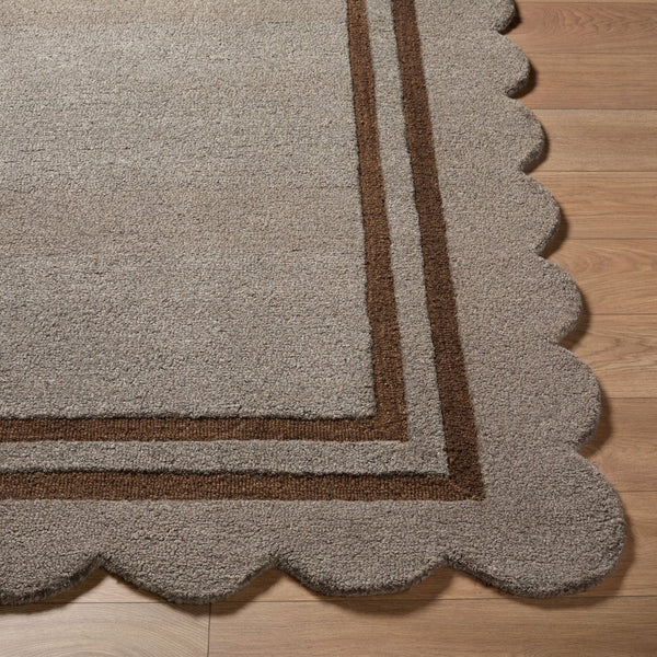 Livabliss Scalloped Geometric Wool Area Rug Hand Tufted in India for Living and Dining Rooms Charcoal, Chest 9' x 12' SCP2303-912