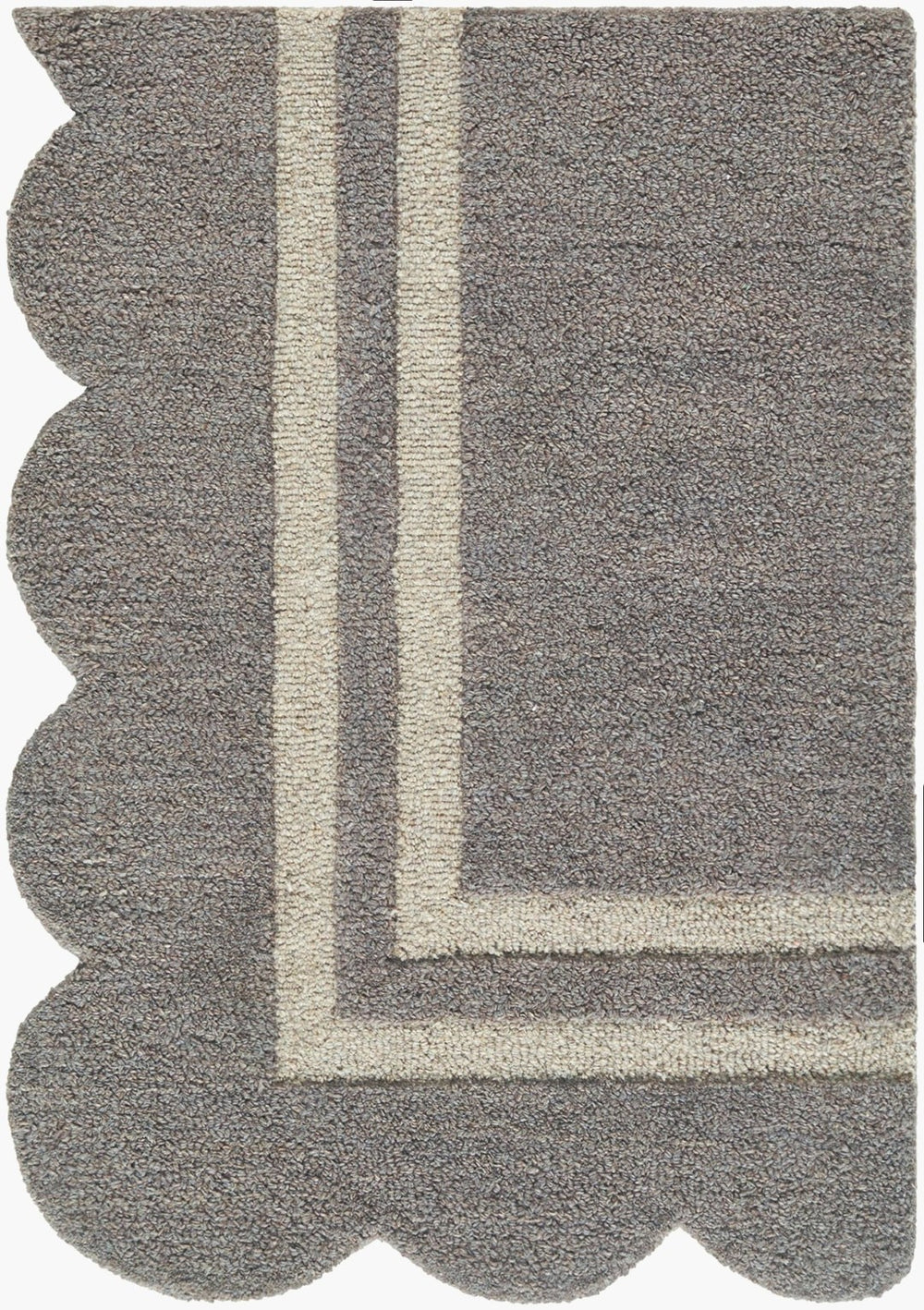 Livabliss Scalloped Border Hand Tufted Wool Area Rug for Living Room and Bedroom Decor Slate Gray, Tau 2' x 3' SCP2304-23