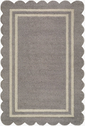 Livabliss Scalloped Border Hand Tufted Wool Area Rug for Living Room and Bedroom Decor Slate Gray, Tau 10' x 14' SCP2304-1014