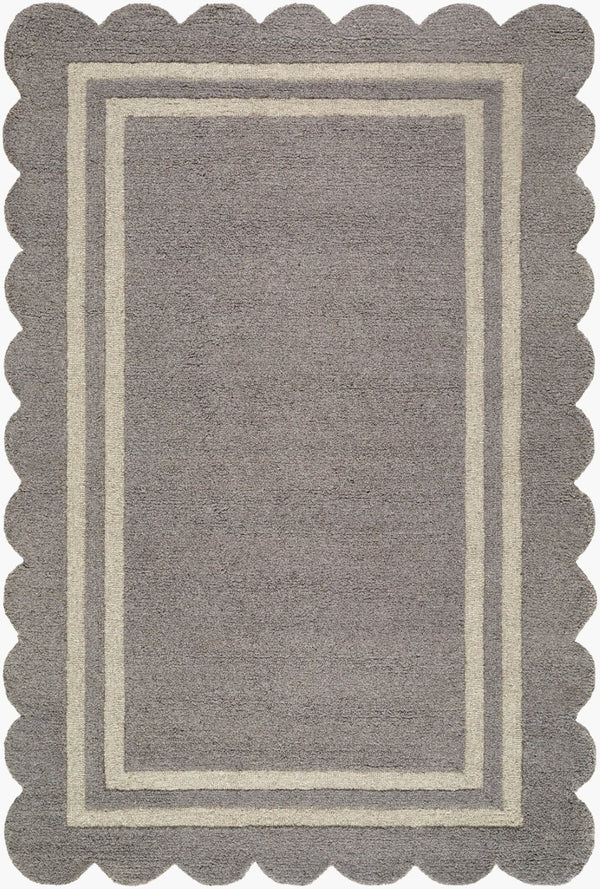 Livabliss Scalloped Border Hand Tufted Wool Area Rug for Living Room and Bedroom Decor Slate Gray, Tau 10' x 14' SCP2304-1014