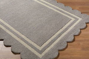 Livabliss Scalloped Border Hand Tufted Wool Area Rug for Living Room and Bedroom Decor Slate Gray, Tau 10' x 14' SCP2304-1014