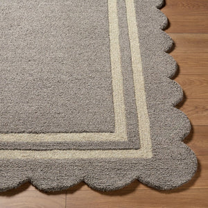 Livabliss Scalloped Border Hand Tufted Wool Area Rug for Living Room and Bedroom Decor Slate Gray, Tau 10' x 14' SCP2304-1014