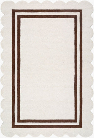 Livabliss Scalloped Hand Tufted Wool Area Rug Artisan Crafted for Modern Transitional Living Rooms Ivory, Chocolat 3'6" x 5'6" SCP2305-3656