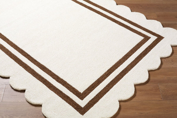 Livabliss Scalloped Hand Tufted Wool Area Rug Artisan Crafted for Modern Transitional Living Rooms Ivory, Chocolat 3'6" x 5'6" SCP2305-3656
