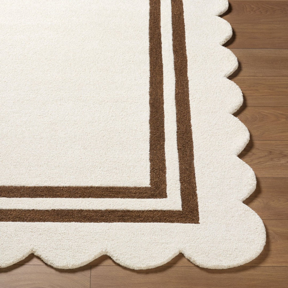 Livabliss Scalloped Hand Tufted Wool Area Rug Artisan Crafted for Modern Transitional Living Rooms Ivory, Chocolat 3'6" x 5'6" SCP2305-3656