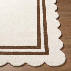 Livabliss Scalloped Hand Tufted Wool Area Rug Artisan Crafted for Modern Transitional Living Rooms Ivory, Chocolat 3'6" x 5'6" SCP2305-3656