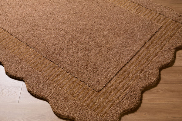 Livabliss Scalloped Wool Area Rug Hand Tufted in India for Living and Dining Spaces Chestnut, Coco 2' x 3' SCP2306-23