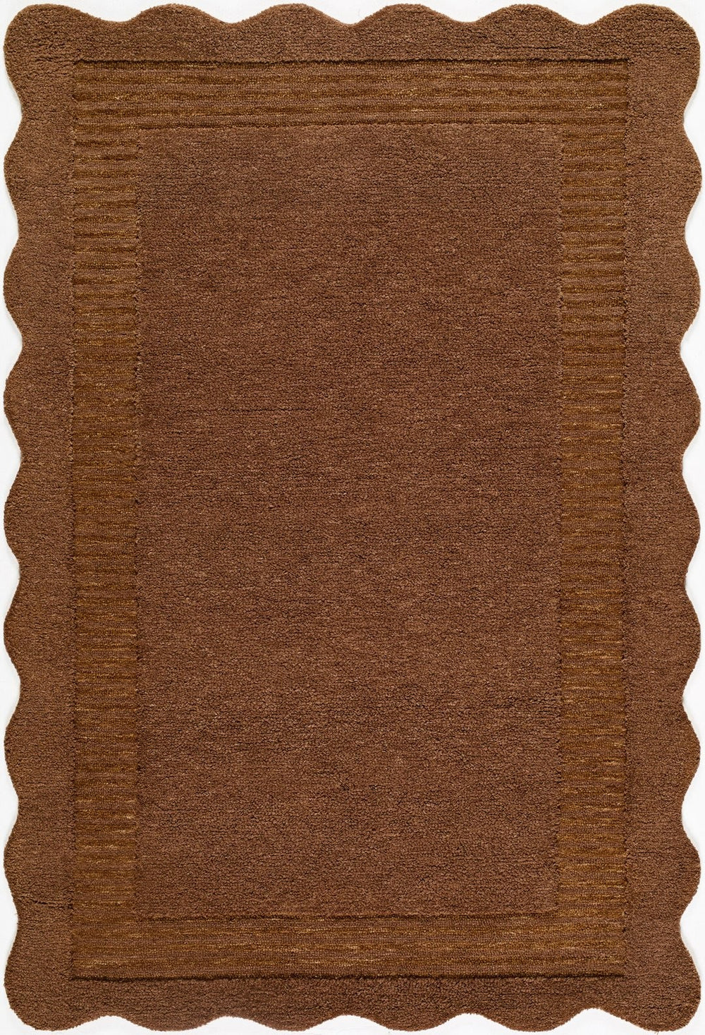 Livabliss Scalloped Wool Area Rug Hand Tufted in India for Living and Dining Spaces Chestnut, Coco 2' x 3' SCP2306-23