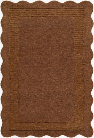 Livabliss Scalloped Wool Area Rug Hand Tufted in India for Living and Dining Spaces Chestnut, Coco 2' x 3' SCP2306-23