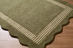 Livabliss Scalloped Hand Tufted Wool Area Rug Organic Pattern for Living Room or Bedroom Olive Green, Be 2' x 3' SCP2308-23