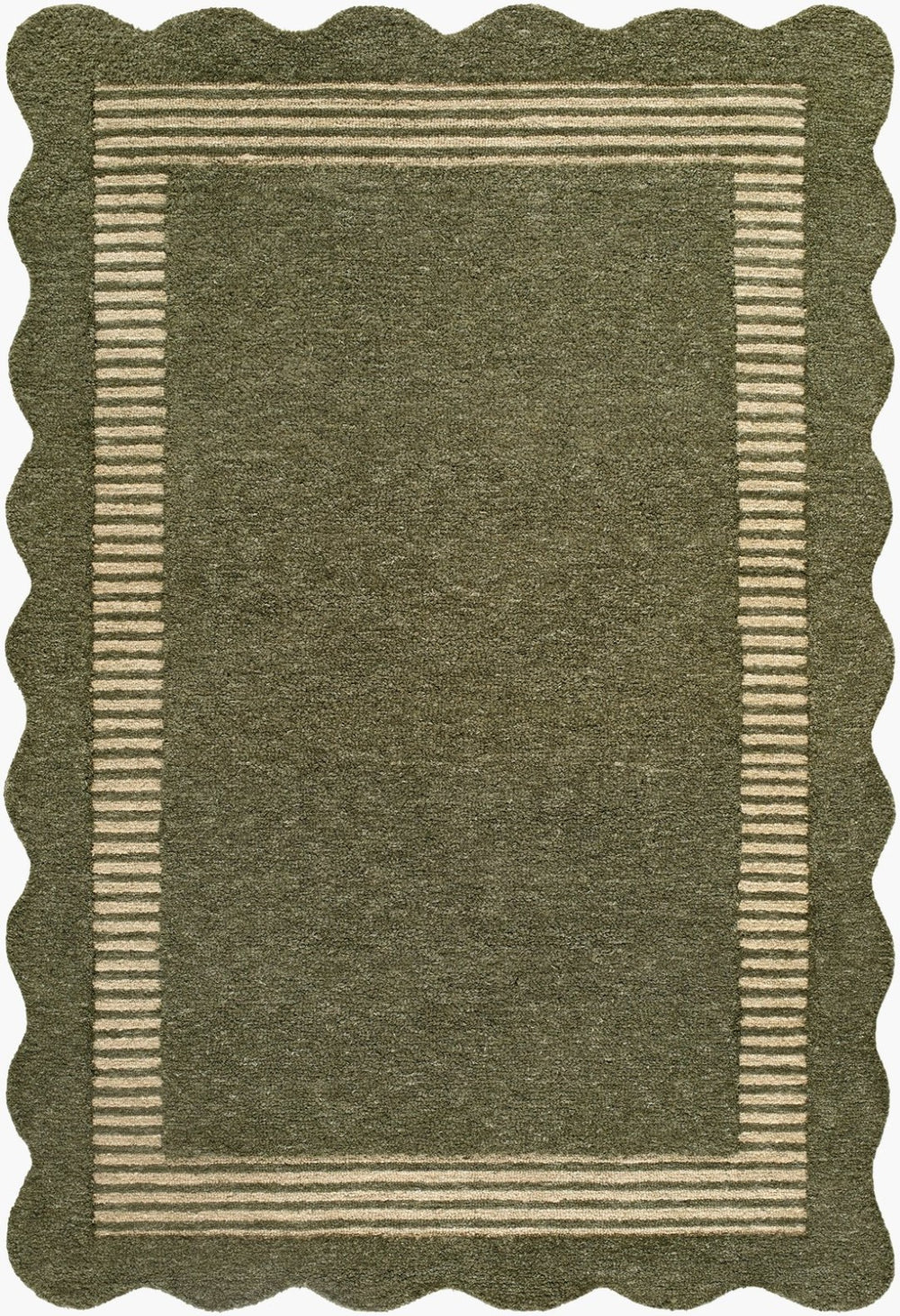 Livabliss Scalloped Hand Tufted Wool Area Rug Organic Pattern for Living Room or Bedroom Olive Green, Be 2' x 3' SCP2308-23