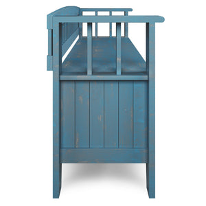 English Elm Acadian Handcrafted Entryway Storage Bench with Lift-Top Seating, Solid Wood, Transitional Design Blue B136P158260