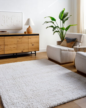 Livabliss Sacramento Shag Plush Polyester Area Rug Machine Woven for Living Room or Bedroom White, Oatmeal 7'10" x 10' SCS2300-71010