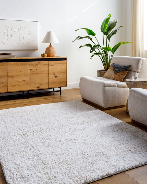 Livabliss Sacramento Shag Plush Polyester Area Rug Machine Woven for Living Room or Bedroom White, Oatmeal 7'10" x 10' SCS2300-71010