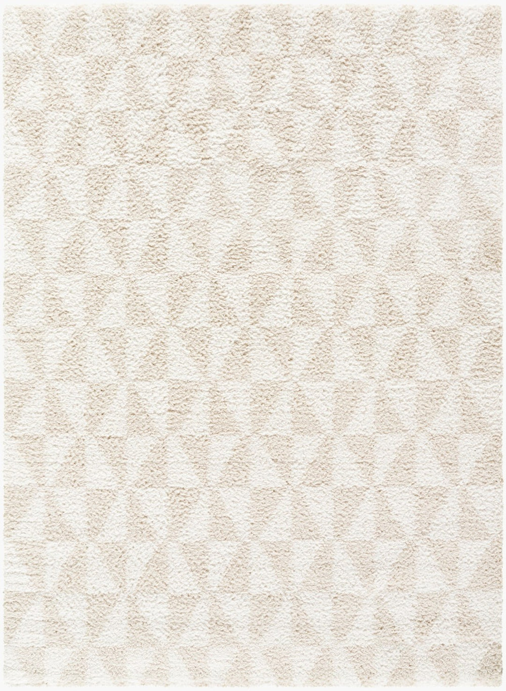 Livabliss Sacramento Shag Plush Polyester Area Rug Mid-century Modern Style for Living Room White, Oatmeal 7'10" x 10' SCS2303-71010