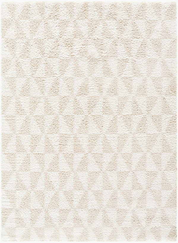 Livabliss Sacramento Shag Plush Polyester Area Rug Mid-century Modern Style for Living Room White, Oatmeal 7'10" x 10' SCS2303-71010