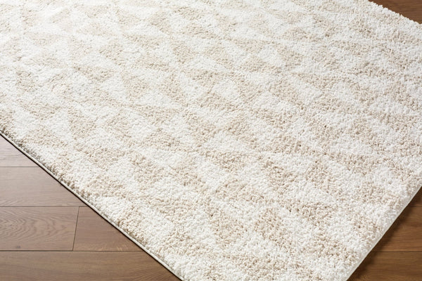 Livabliss Sacramento Shag Plush Polyester Area Rug Mid-century Modern Style for Living Room White, Oatmeal 7'10" x 10' SCS2303-71010