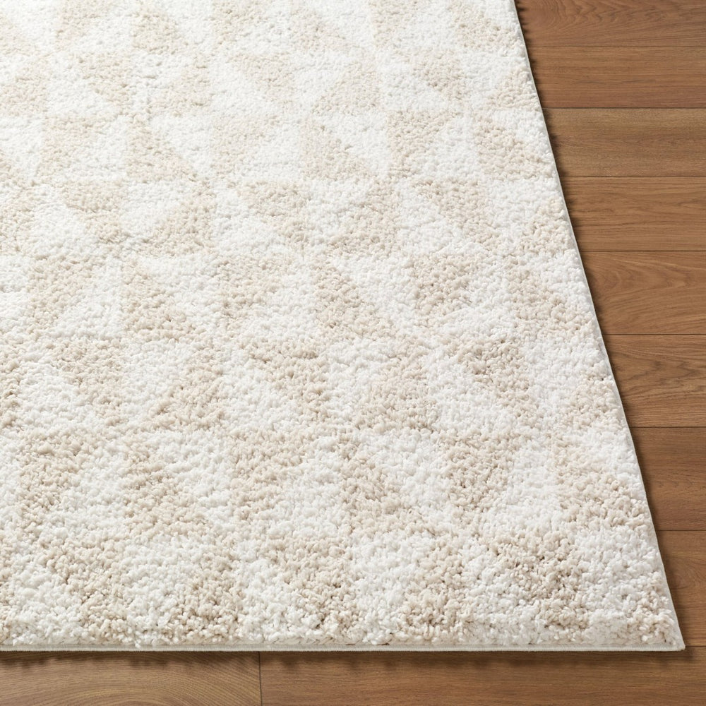 Livabliss Sacramento Shag Plush Polyester Area Rug Mid-century Modern Style for Living Room White, Oatmeal 7'10" x 10' SCS2303-71010
