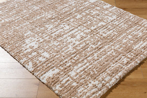 Livabliss Sacramento Shag Plush Polyester Area Rug for Living Room Bedroom Mid-century Modern Decor White, Tan 5'3" x 7' SCS2305-537
