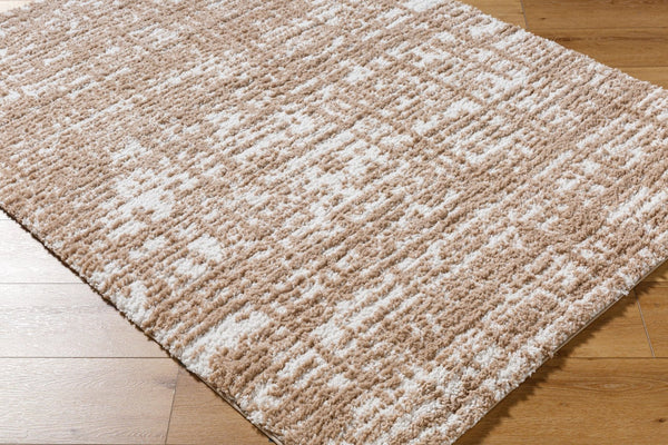 Livabliss Sacramento Shag Plush Polyester Area Rug for Living Room Bedroom Mid-century Modern Decor White, Tan 5'3" x 7' SCS2305-537