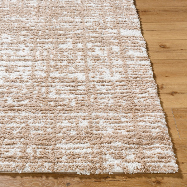 Livabliss Sacramento Shag Plush Polyester Area Rug for Living Room Bedroom Mid-century Modern Decor White, Tan 5'3" x 7' SCS2305-537