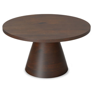 English Elm Winnie Modern 30" Solid Acacia Round Pedestal Coffee Table in Walnut Brown — Handcrafted, Durable Finish B136P159657