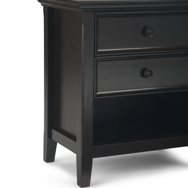 English Elm Amherst Hickory Brown Bedside Table with 2 Drawers, Solid Wood Handcrafted Finish, Transitional Style B136P159438