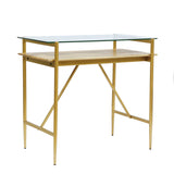 Christopher Knight Home® - Noble House - Toland Rustic Glam Handmade Glass Top Console Table, Honey Brown and Gold