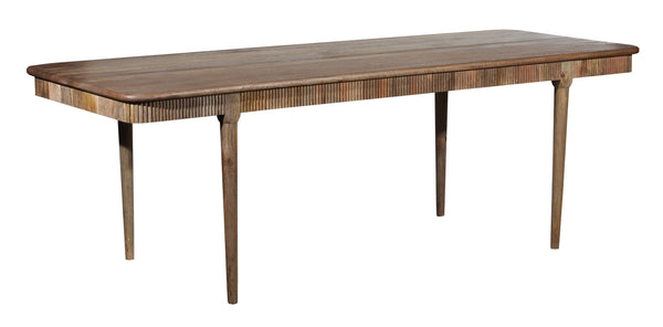 Porter Designs Porter Petra Solid Wood Dining Table - Elegant Retro French Design With Fluted Apron & Pin Legs Natural Wood 07-108-01-2345
