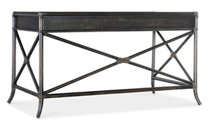 Hooker Furniture Retreat Coastal Pole Rattan Writing Desk With Dune Oak Veneer, 3 Drawers, Keyboard Ready, Rope Accents Dark Wood 6950-10458-99