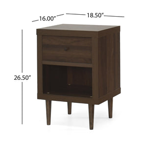 English Elm Christopher Knight Home® - 1-Drawer Nightstand - Compact Modern Design, Faux-Wood Finish, Easy Assembly, Perfect For Small Spaces 72036.00WALN