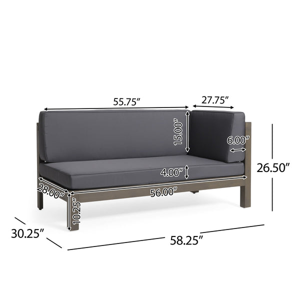 English Elm Brava Outdoor Acacia Corner Bench Set with Coffee Table for Patio Entertaining 57968.00DGY-64496.00GRY