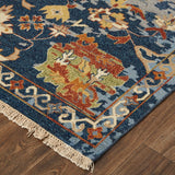 Feizy Rugs Leylan Wool Hand Knotted Vintage Rug Blue/Orange/Red 2'-6" x 12'