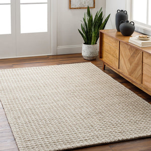 Livabliss Sundance Handwoven Wool Blend Geometric Area Rug for Living Room Transitional Decor Ivory, Tan 10' x 14' SDC2300-1014
