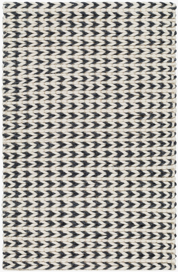 Livabliss Sundance Hand-woven Geometric Area Rug Wool Blend Soft Pile for Living Rooms Ivory, Black 2' x 3' SDC2301-23
