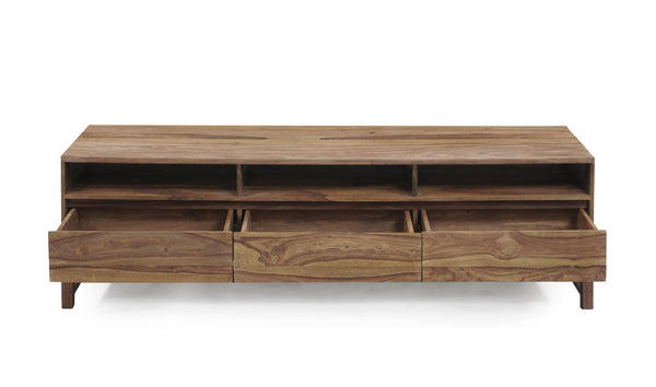 Porter Designs Porter Urban Solid Sheesham Wood Tv Stand - Modern Design, Sustainable, Natural Finish For Home Elegance Brown Wood 06-117-03-1436
