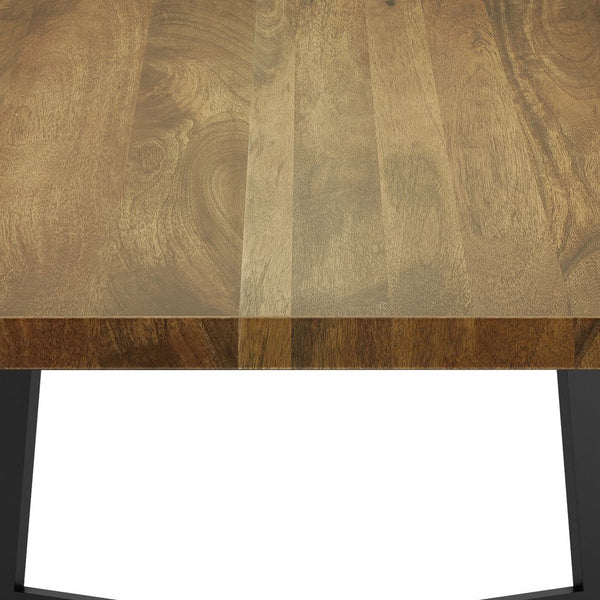 English Elm Watkins Solid Mango Wood Dining Table with Industrial Metal Legs, 72" Rectangular Seating for 6 Light Brown B136P159676