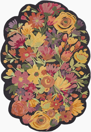 Surya Shindig Collection Sdg-2300 Handmade 2' X 3' Luxurious Viscose & Wool Rug For Elegant Home Decor Black Wool,Viscose Sdg2303-576