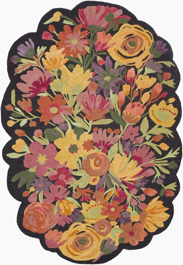 Surya Shindig Collection Sdg-2300 Handmade 2' X 3' Luxurious Viscose & Wool Rug For Elegant Home Decor Black Wool,Viscose Sdg2303-576