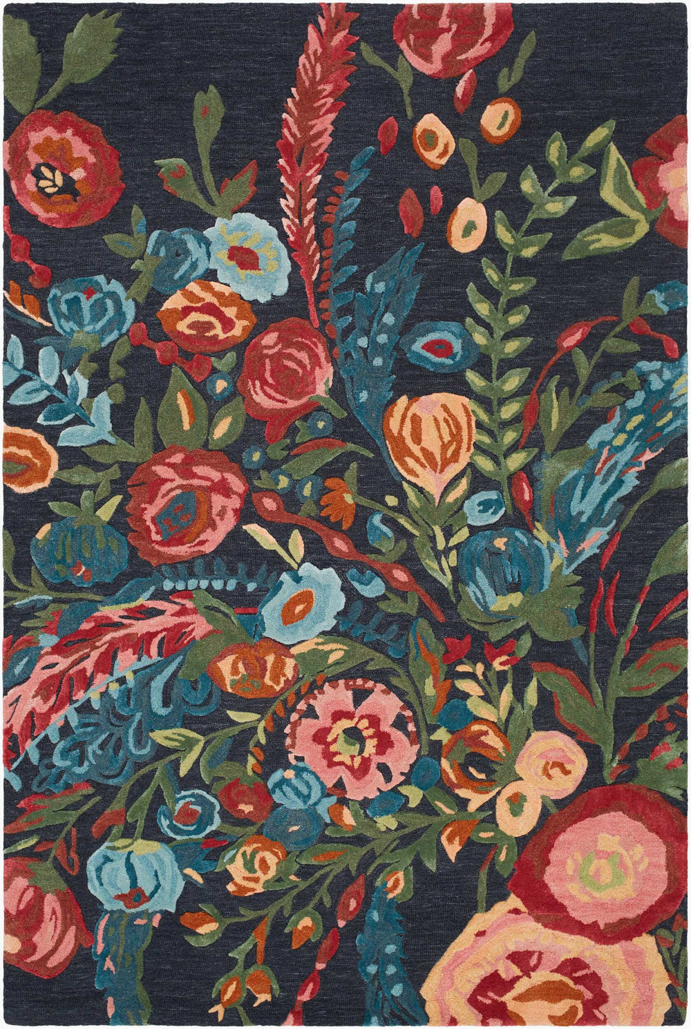 Surya Shindig Collection Sdg-2300 Handmade 2' X 3' Luxurious Viscose & Wool Rug For Elegant Home Decor Midnight Blue Wool,Viscose Sdg2306-23